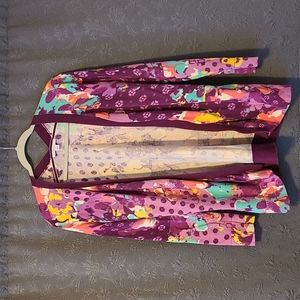 🌸Isaac Mizrah Live! Purple Floarl Cardigan, Small
